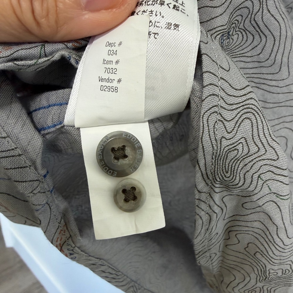 BNWT Eddie Bauer Vashon Topographic Map Print Shirt Grey Mens 2XL - Picture 8 of 10